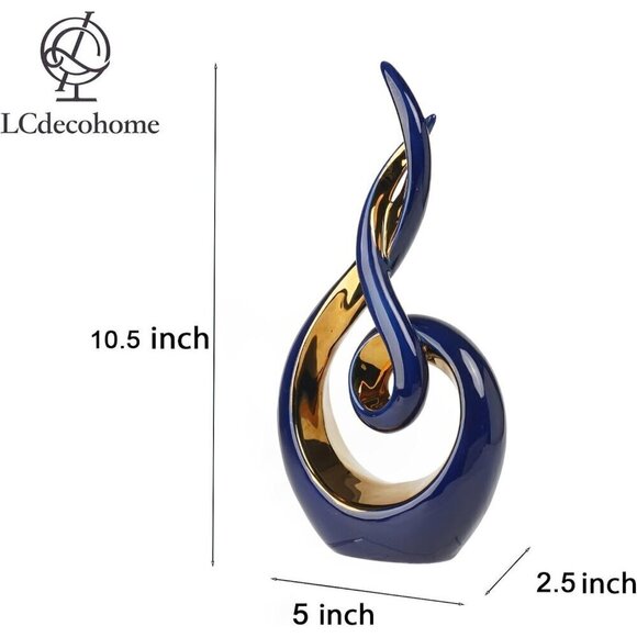 Modern Abstract Art Table Decoration Ceramic Statue Modern Blue Ornaments - Picture 3 of 10